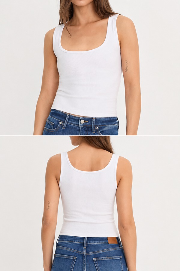 Classic scoop neck Tank Tops front back
