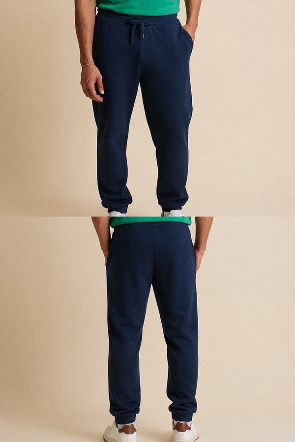 Cotton Fleece Joggers front back