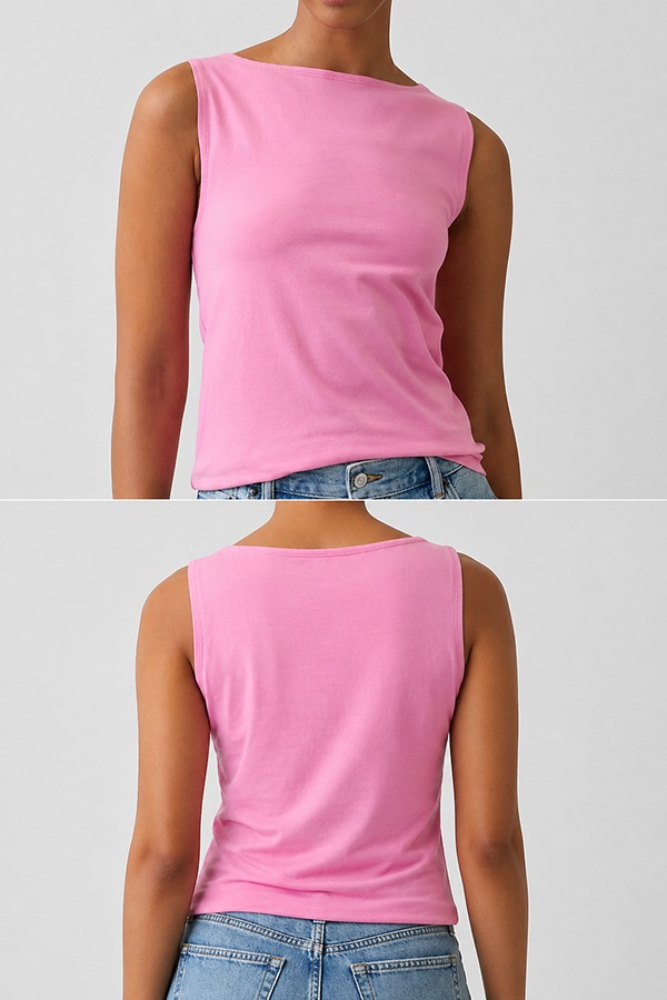 Cotton Spandex Stretch Tanks front back