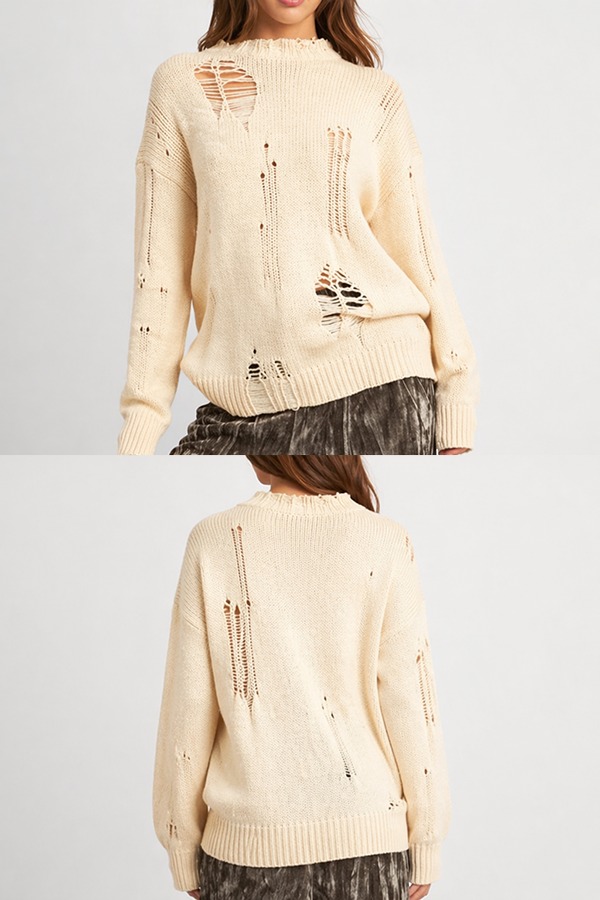 Distressed Knit Sweaters front back