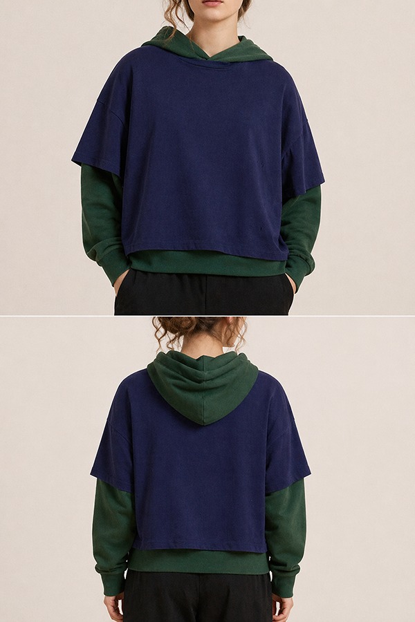 Double-Layer Hoodies front back