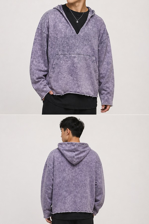 Drop Shoulder Hoodies front back