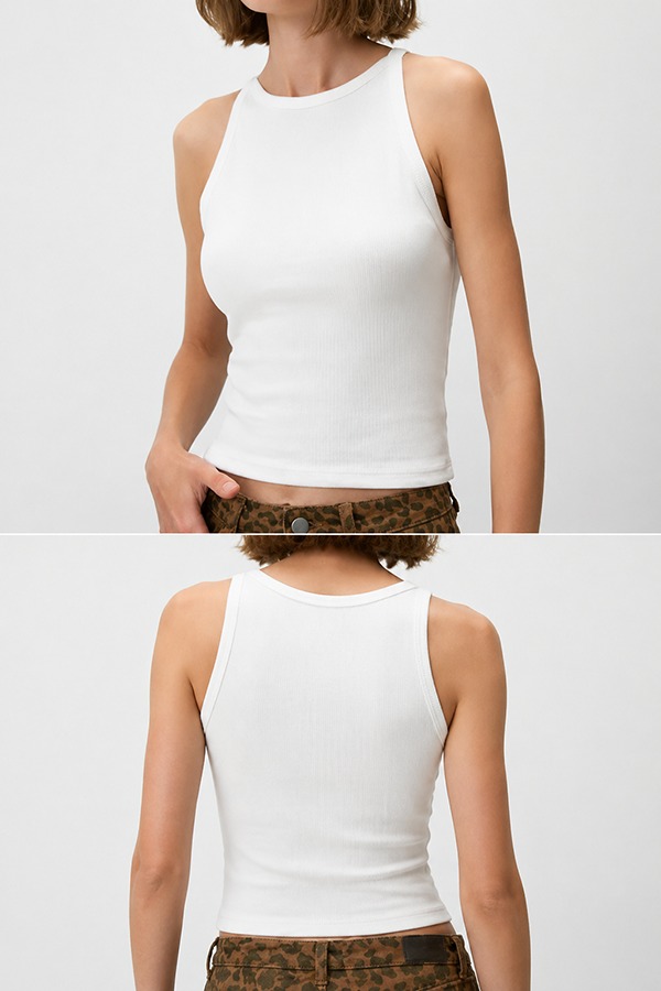 Fitted Slim Tank Tops front back