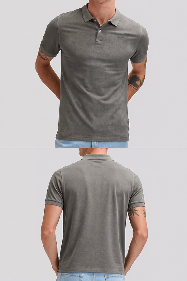 Garment-Dyed Polo Shirts front back