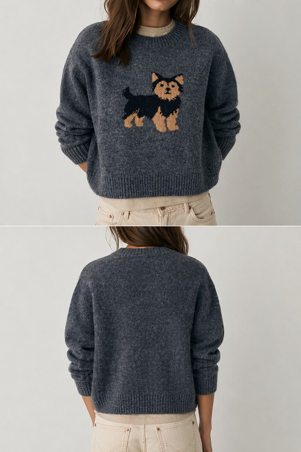 Intarsia Knit Sweaters front back