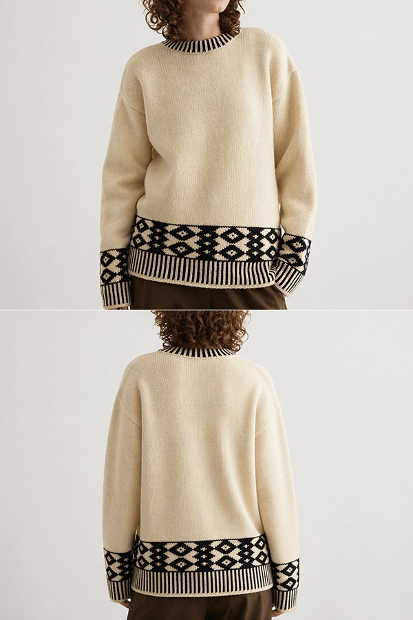 Jacquard Knit Sweaters front back