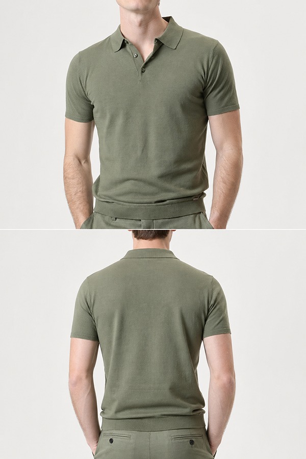 Jersey Knit Polo Shirts front back
