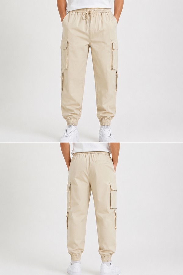 Multi-Pocket Utility Joggers front back