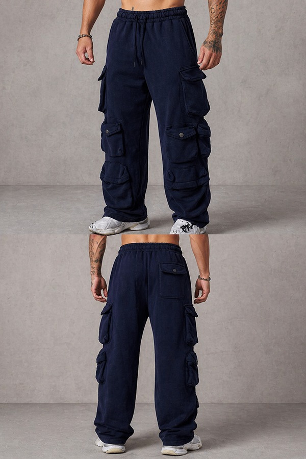 Multi-Pocket Utility Sweatpants front back