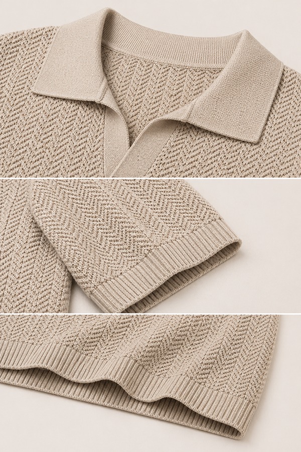 Pique Knit Polo Shirts (textured & structured) details
