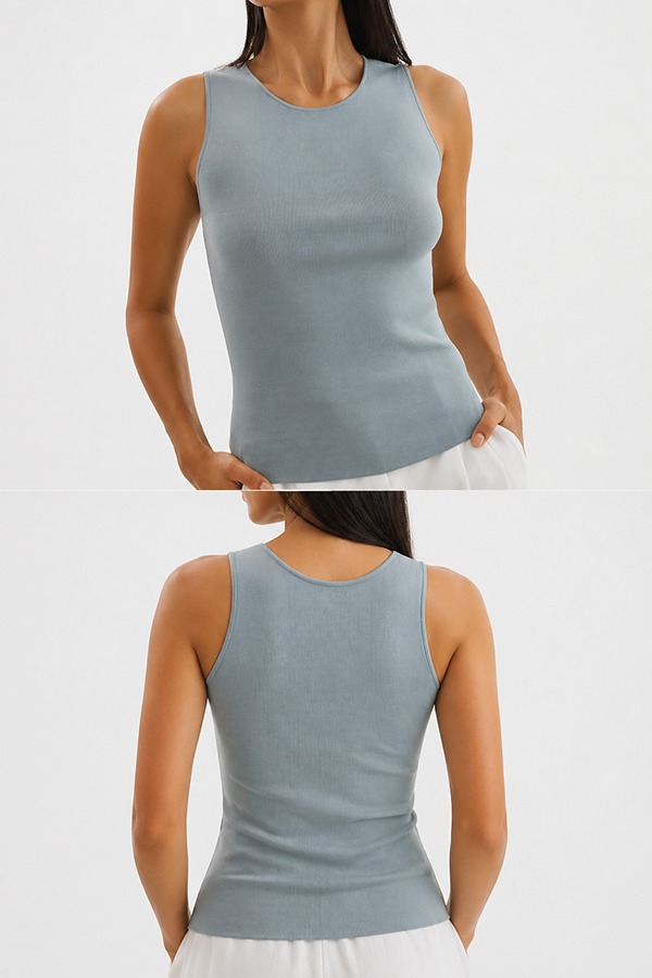Rib Knit Tank Tops front back