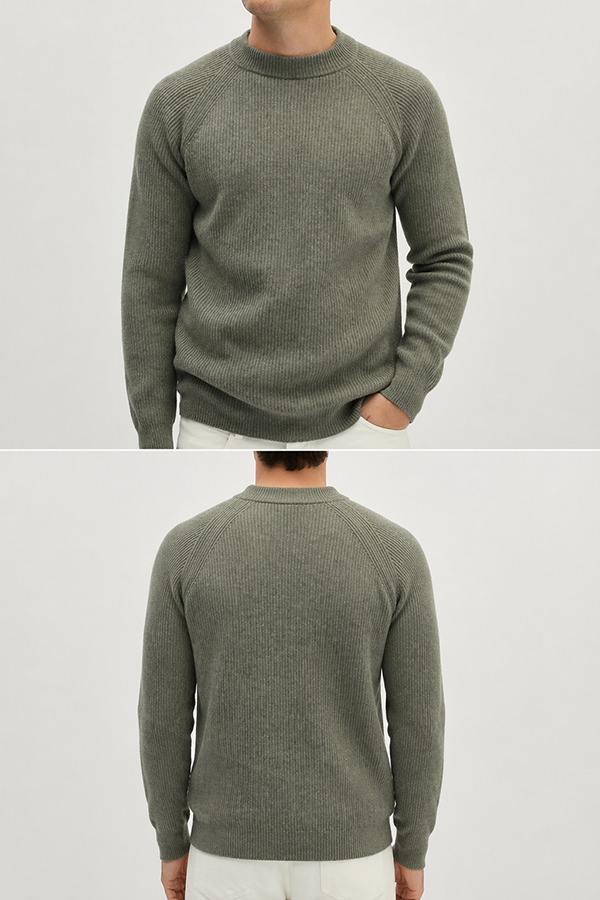 Ribbed Knit Sweaters front back