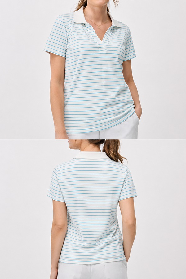 Stretch Blend Polo Shirts front back