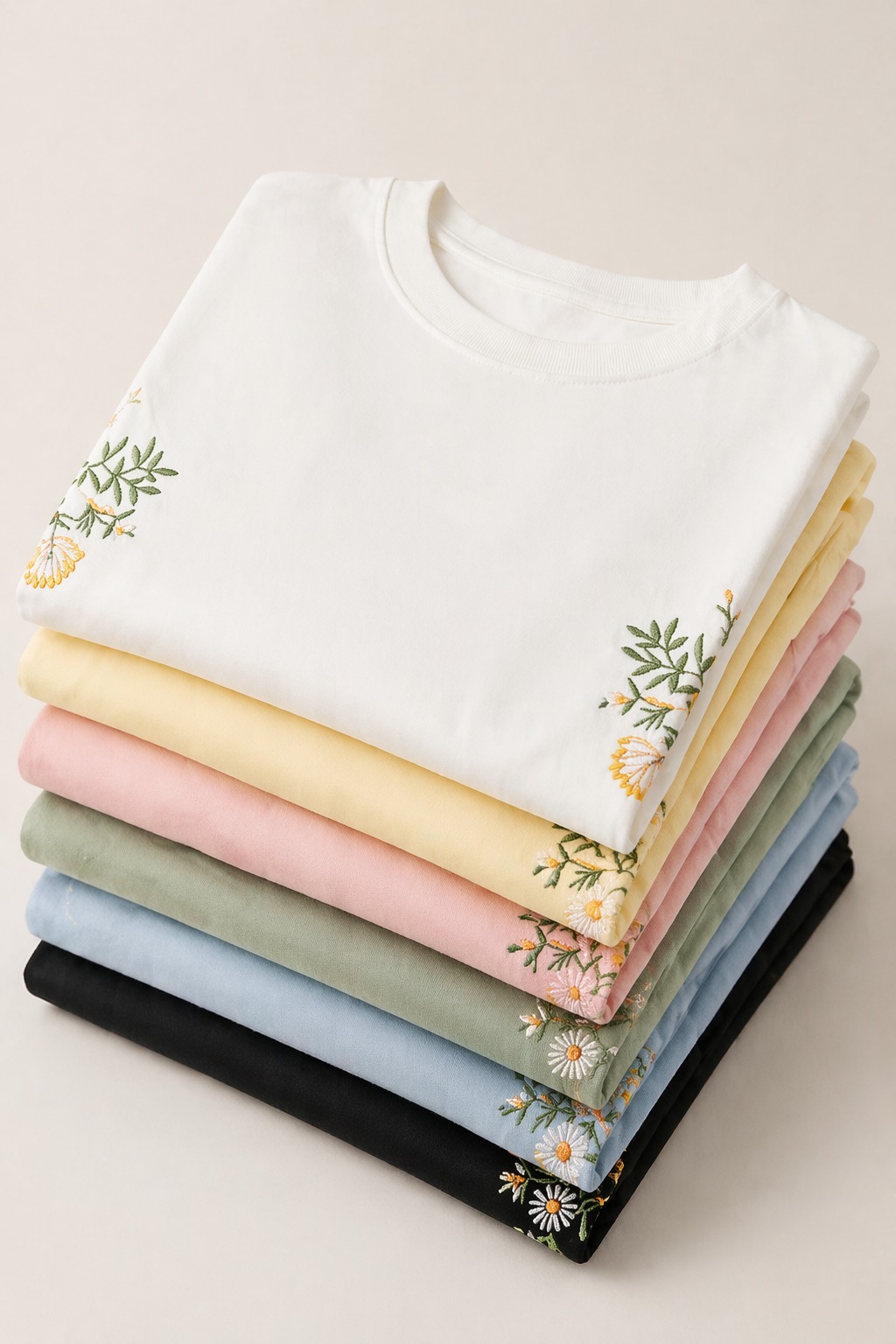Types colors for Embroidered T-Shirts