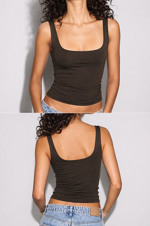 Wide Strap Tank Tops front back