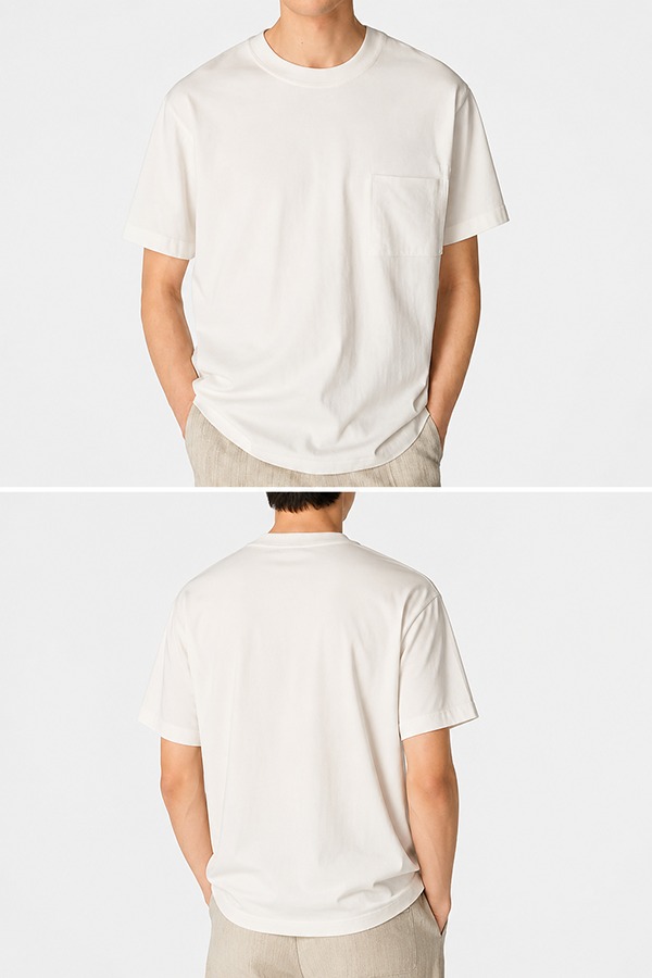 Basic Cotton Jersey T-Shirts front back