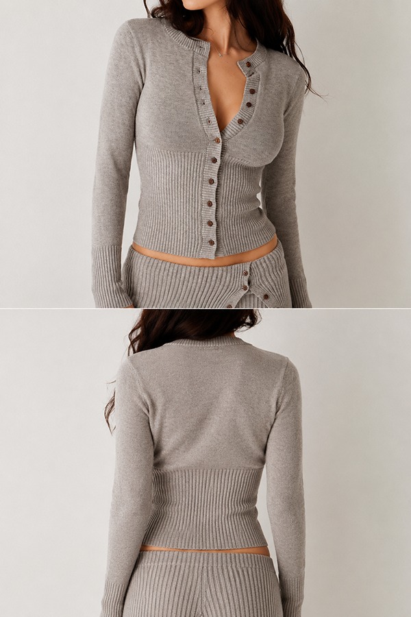 Button Closure Cardigans front back