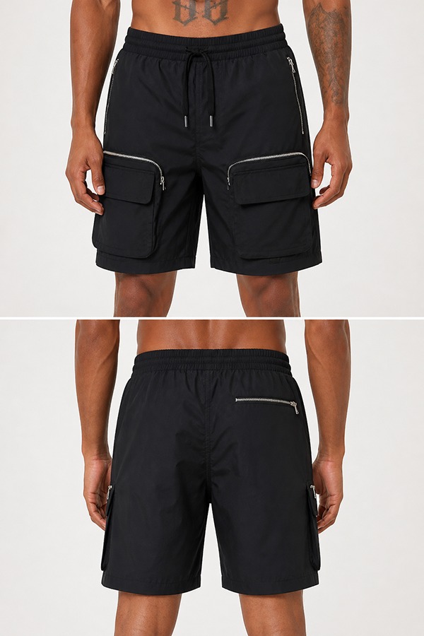Cargo Shorts with Multi Pockets front back