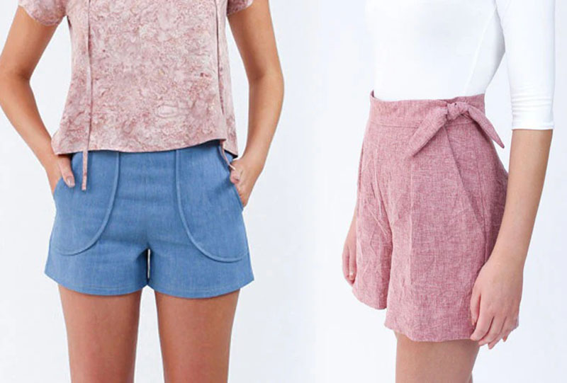 Women's casual high-waist summer shorts with pockets and tie-waist design