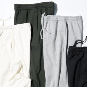Neutral color jogger sweatpants with elastic waistbands and drawstring closures for everyday comfort