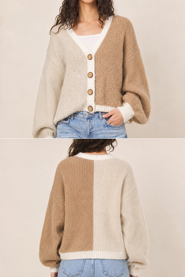 Color Block Cardigans front back