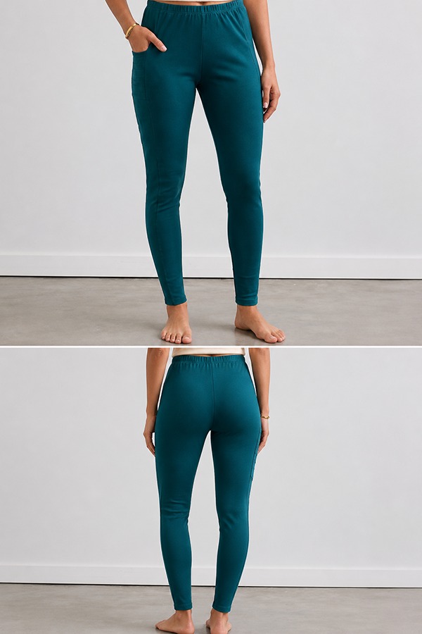 Cotton-Blend Leggings front back