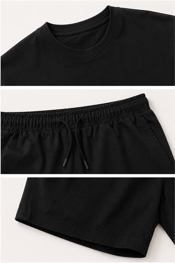 Cotton T-Shirt + Shorts Sets details