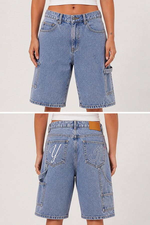Denim Shorts (Jorts) front back