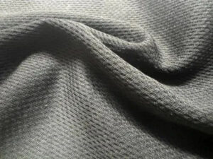 Gray dry fit fabric with soft textured weave for breathable activewear comfort