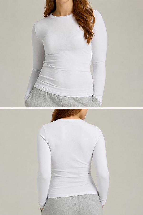 Long Sleeve Basic Tees front back