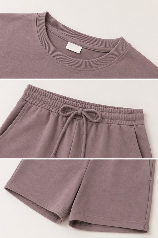 Loose Tee + Cotton Shorts Sets details