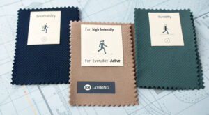 Breathable and durable fabric swatches designed for activewear and layering comfort