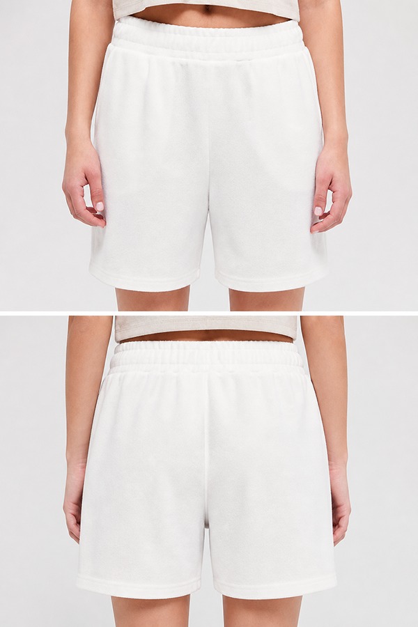 Relaxed Fit Knit Shorts front back