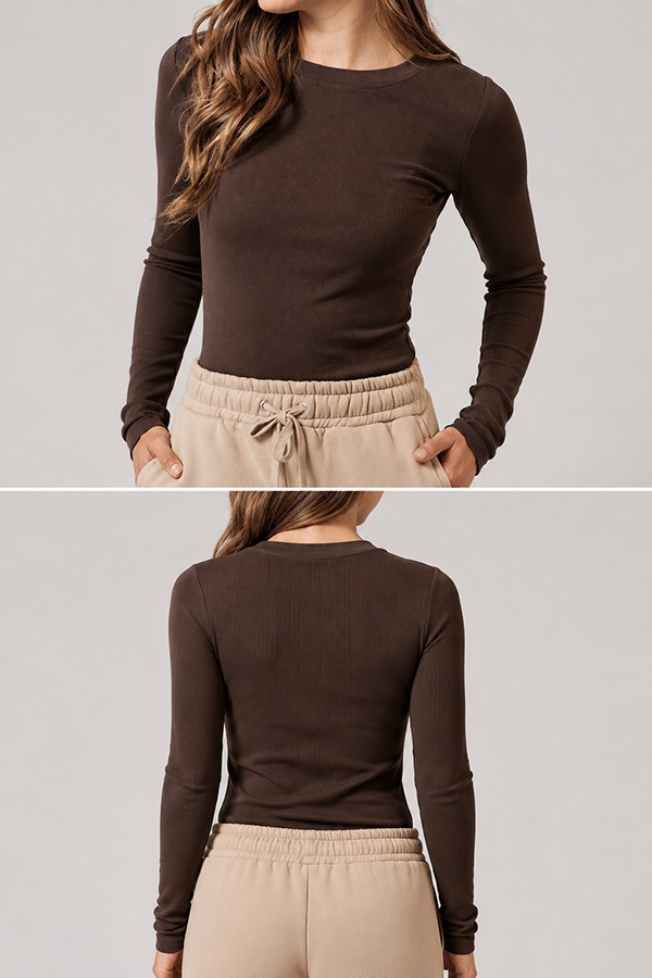 Ribbed Base Layer Tops front back