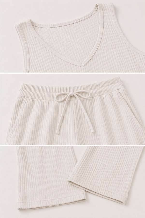 Ribbed Cotton Lounge Sets details