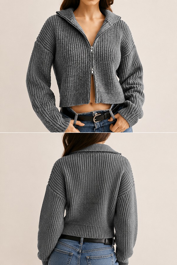 Zip-Up Cardigans front back