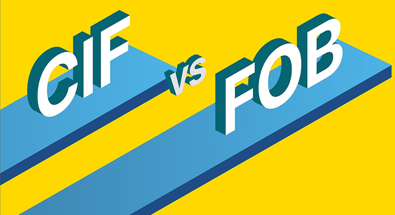 Illustration comparing CIF vs FOB Incoterms in international shipping and logistics.