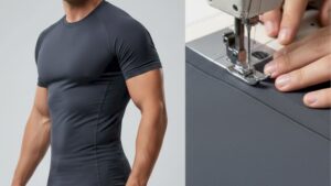 Close-up of high-quality compression clothing fabric and stitching.