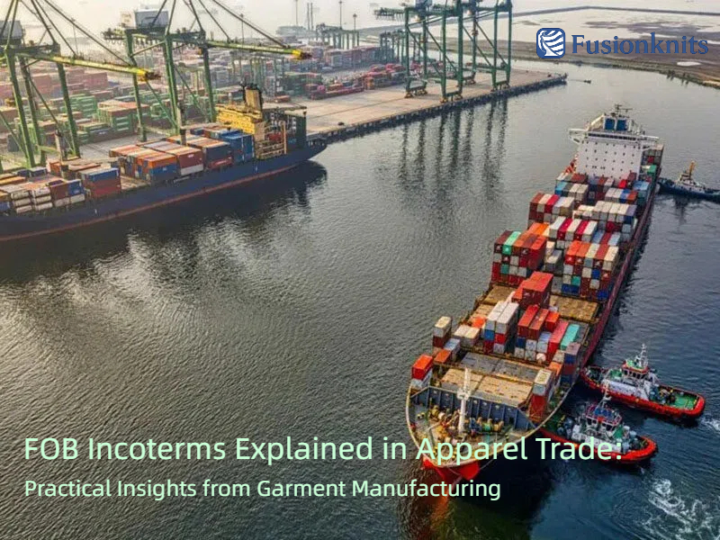 Container ship at port illustrating FOB apparel trade logistics overview