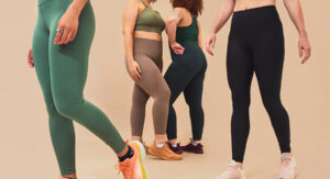 Diverse women wearing high-waisted performance leggings in multiple colors, showcasing comfortable stretch fabric, supportive fit, and versatile activewear for fitness and everyday movement.