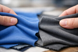 Close-up of black men’s running shorts showing elastic waistband and pocket details.